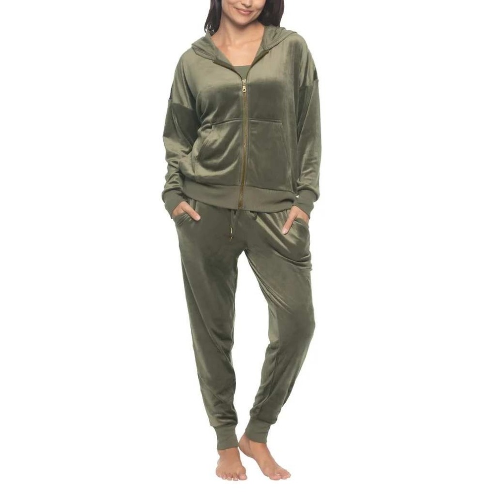 Felina Women's 2 Piece‎ Velour Track Suit Green - SM